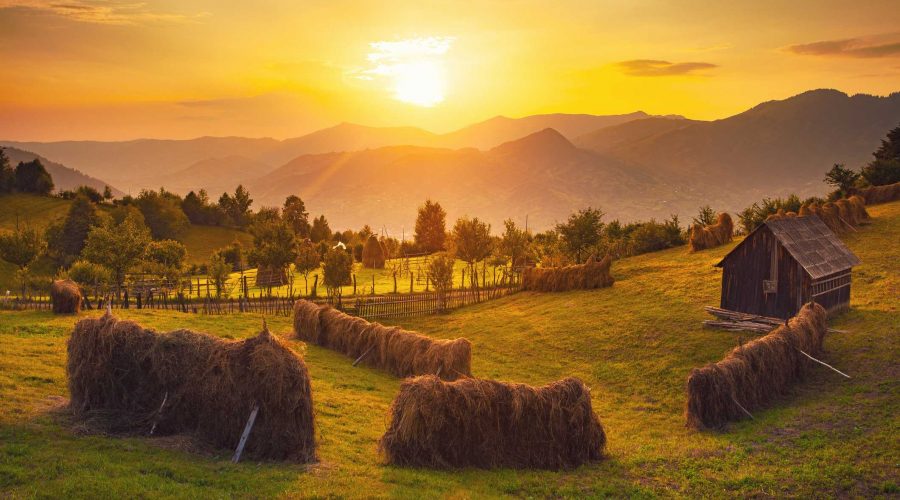 Peisaj de toamnă în Bucovina, România.